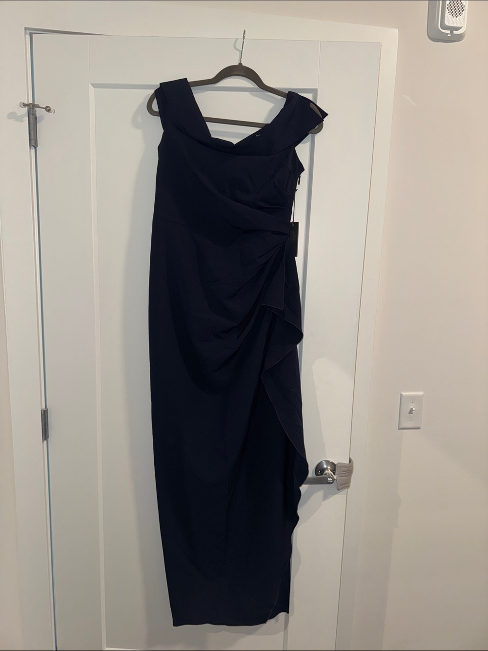 Vince Camuto Navy Off-Shoulder Draped Maxi Dress